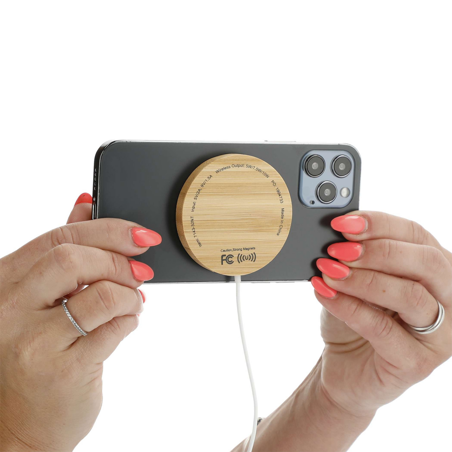 100% Bamboo MagClick Fast Wireless Charging Pad