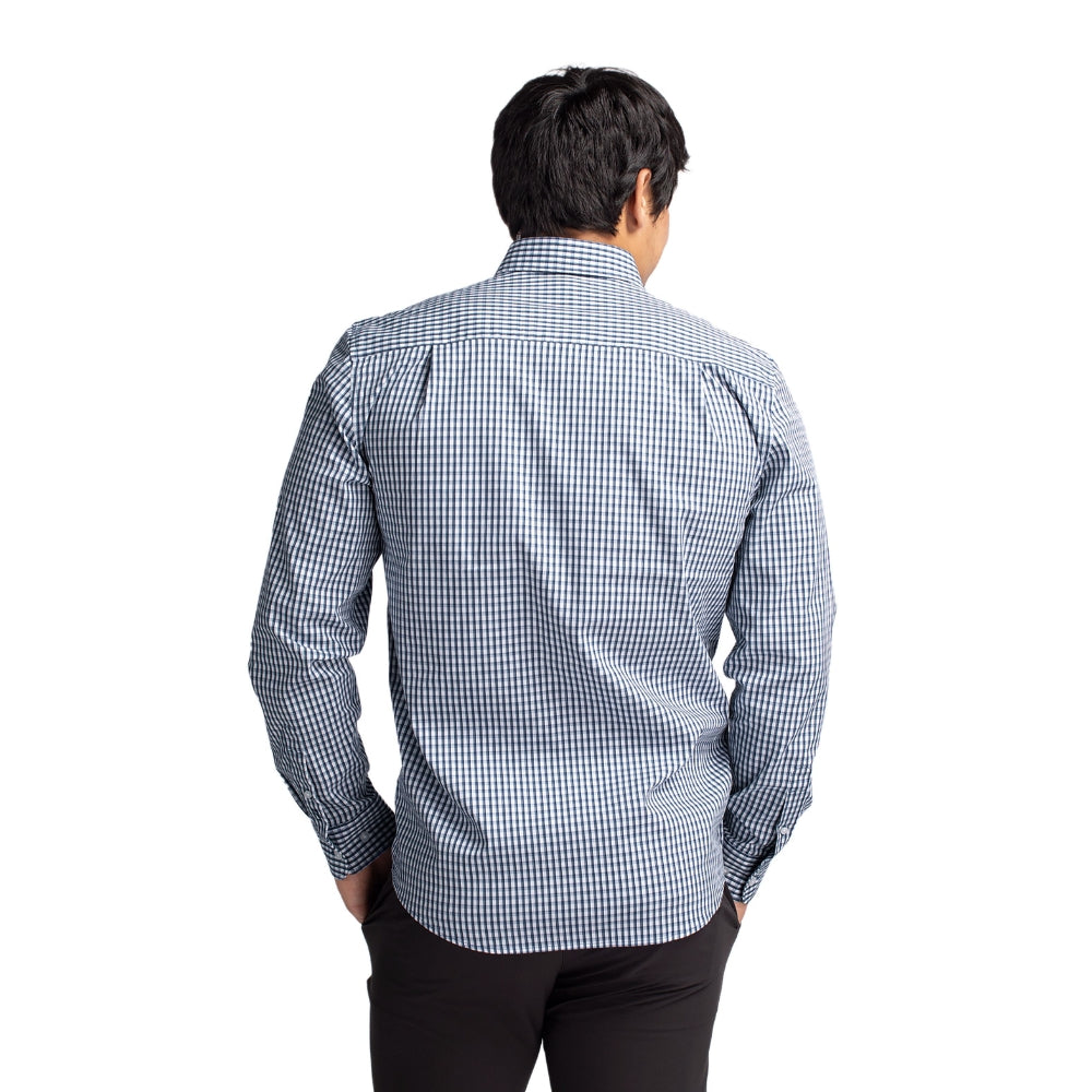 Men's Easy Care Stretch Gingham Long Sleeve Dress Shirt