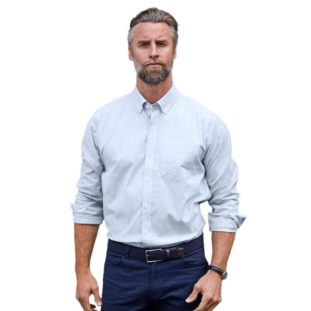 Men's Stretch Oxford Stripe Long Sleeve Dress Shirt