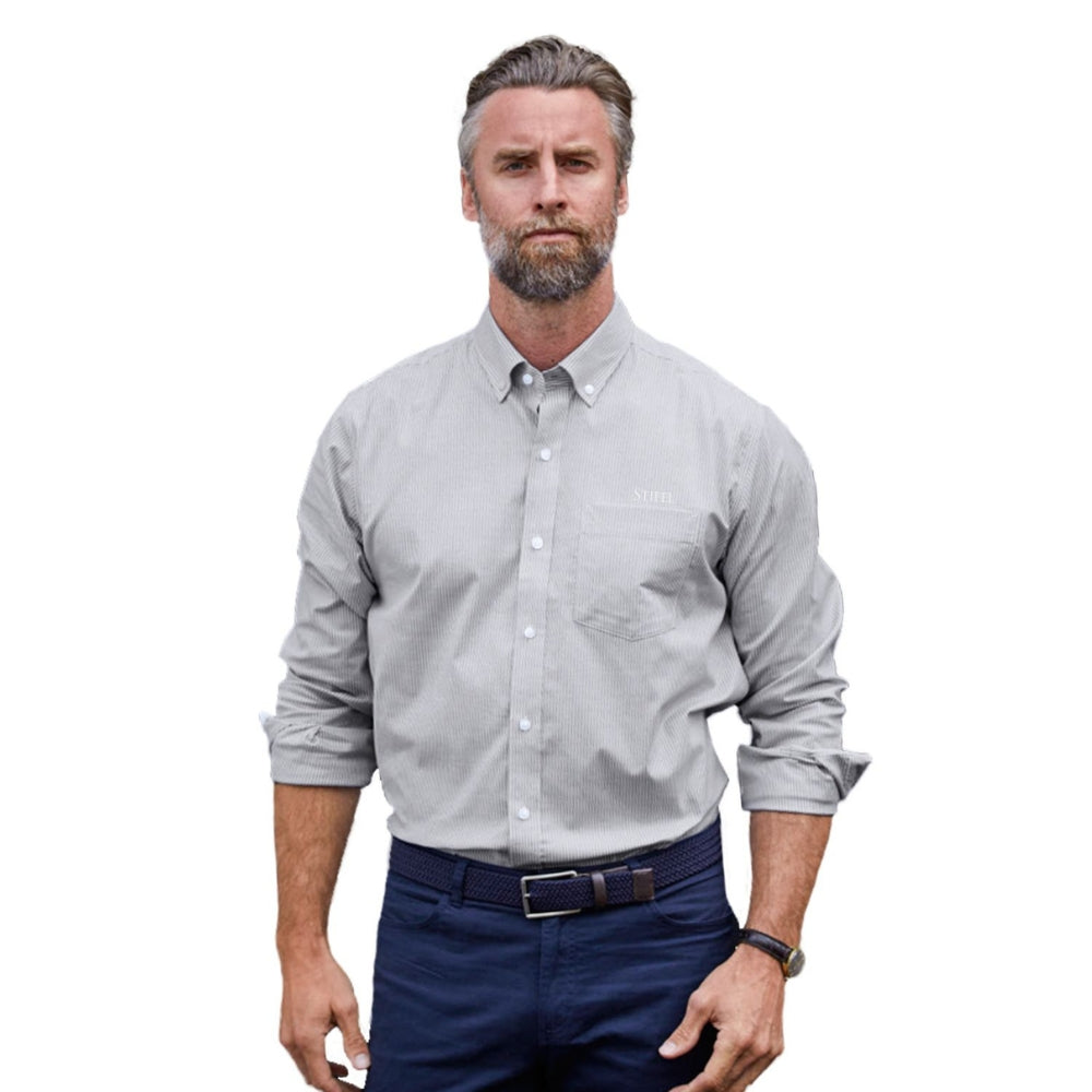 Men's Stretch Oxford Stripe Long Sleeve Dress Shirt