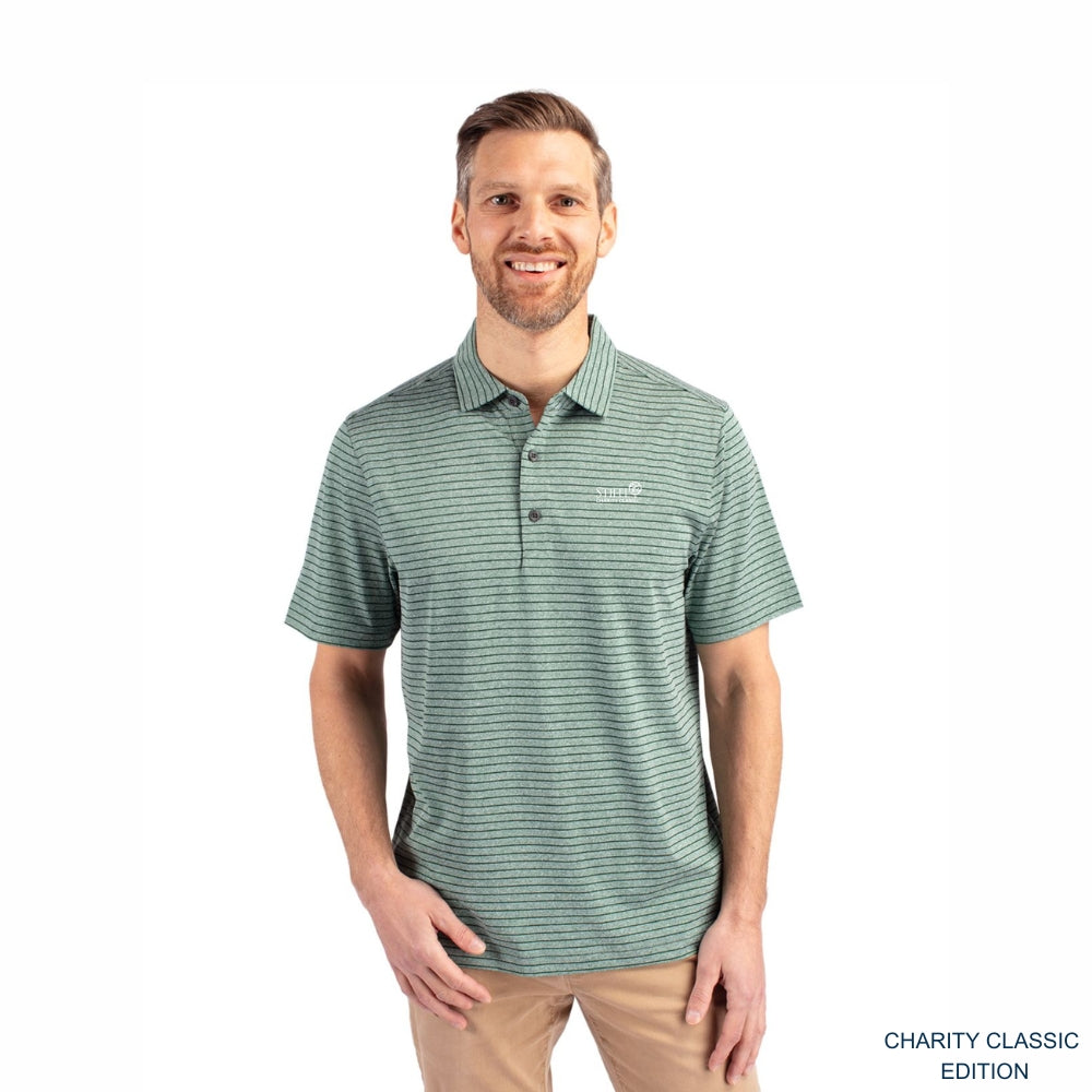 Charity Classic Cutter and Buck Forge Eco Heather Stripe Stretch Recycled Men's Polo