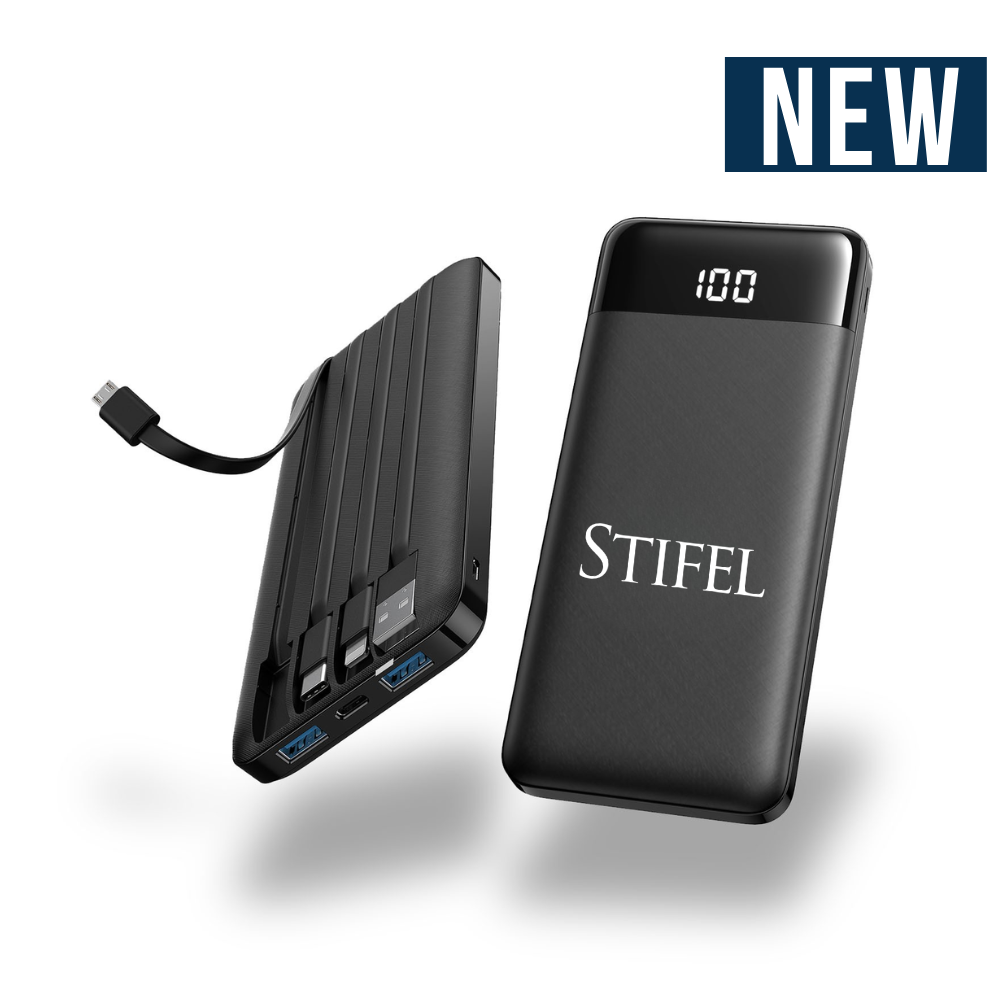 Axiom 10,000 mAh Power Bank with Built-In Cables