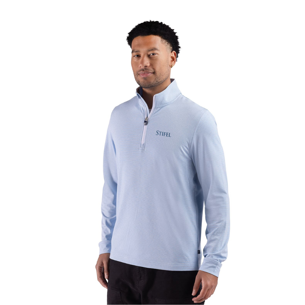 Cutter and Buck Men's Soft Knit Stripe Quarter Zip