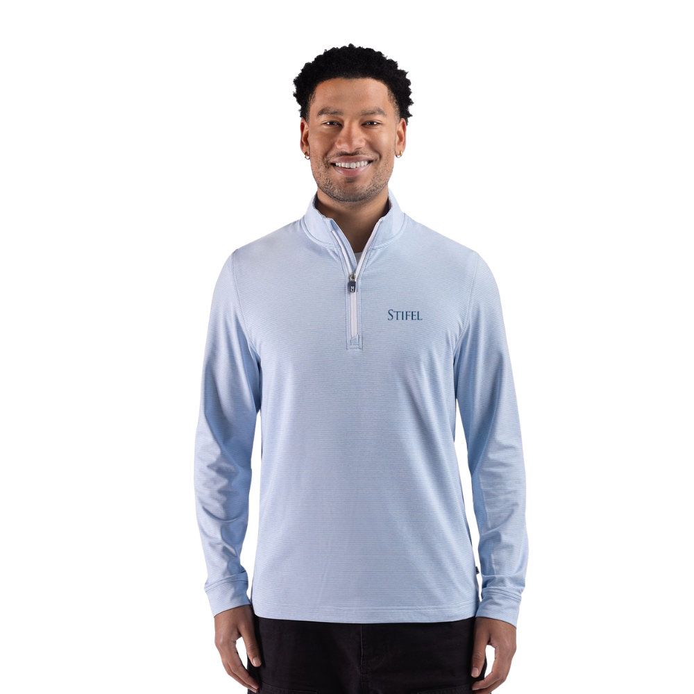 Cutter and Buck Men's Soft Knit Stripe Quarter Zip
