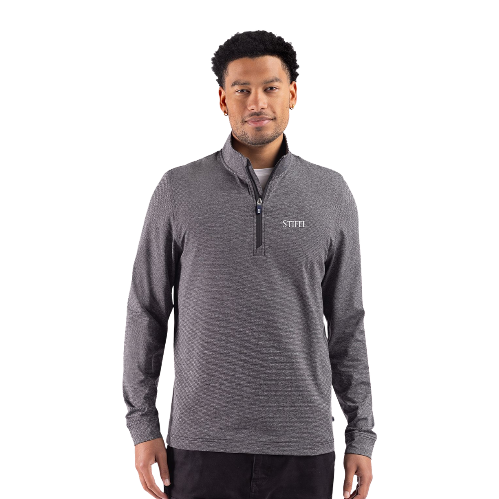 Cutter and Buck Men's Soft Knit Stripe Quarter Zip