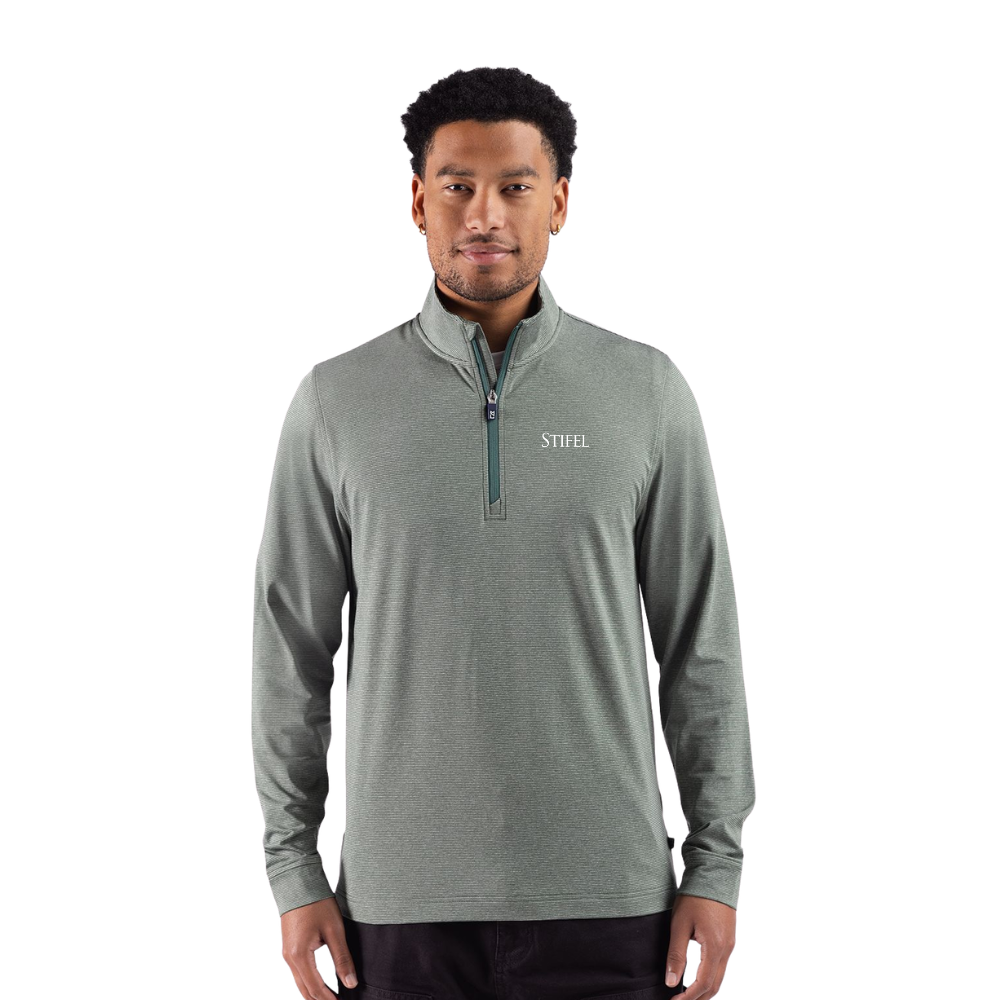Cutter and Buck Men's Soft Knit Stripe Quarter Zip