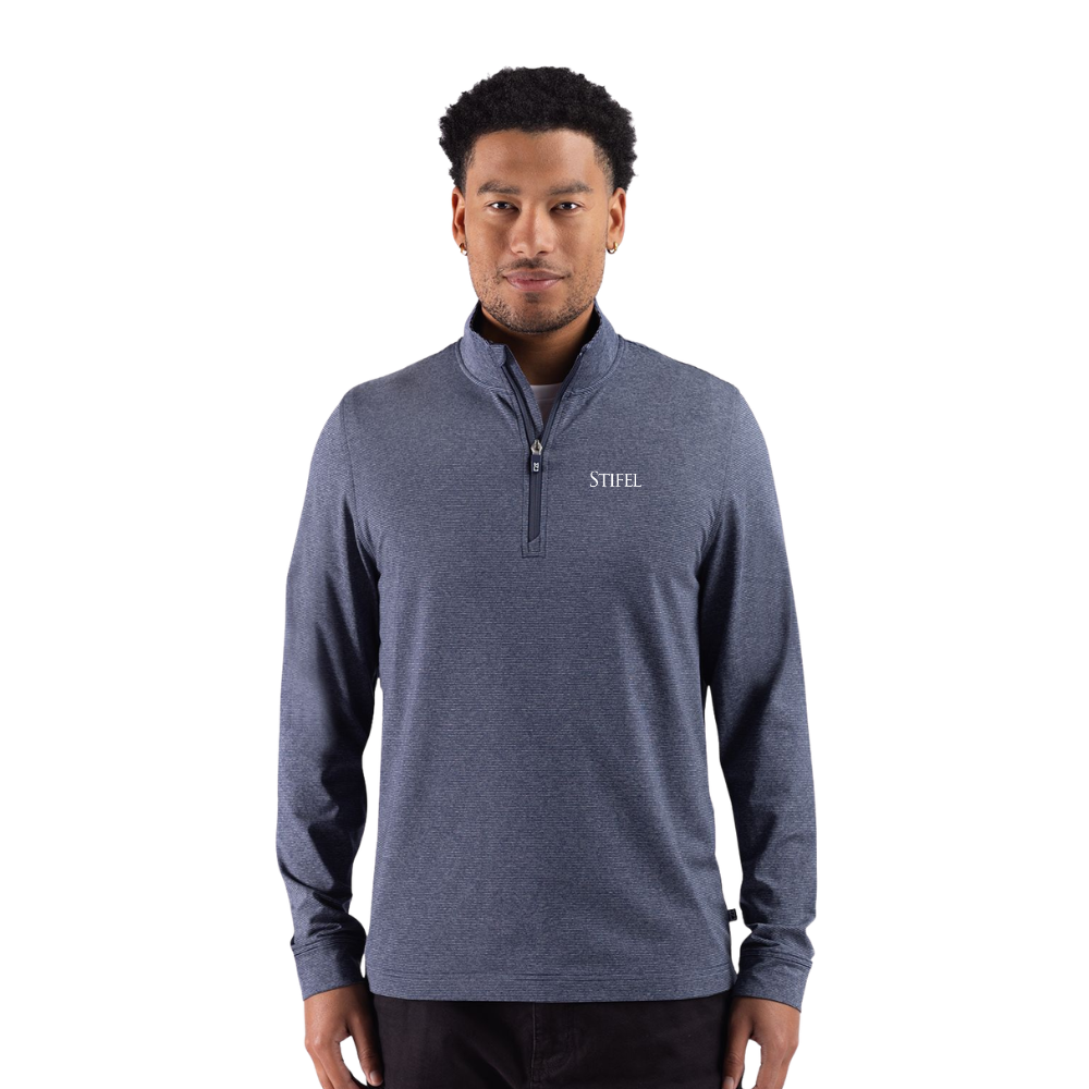 Cutter and Buck Men's Soft Knit Stripe Quarter Zip